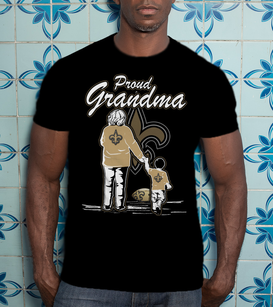 Proud Grandma New Orleans Saints Fleur-de-Lis Family Love T-Shirt