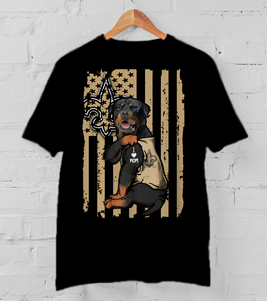 Rottweiler I Love Mom New Orleans Saints Fleur-de-lis T-Shirt