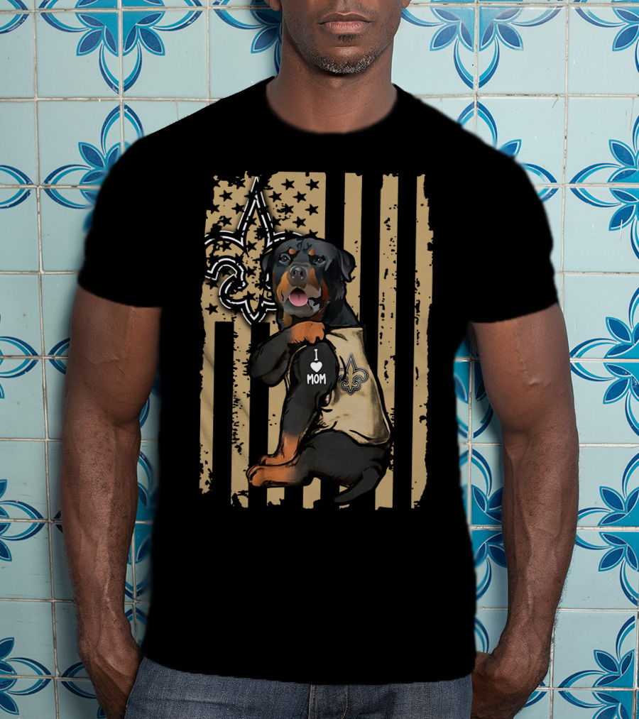 Rottweiler I Love Mom New Orleans Saints Fleur-de-lis T-Shirt