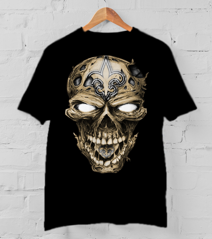 Skull V2 New Orleans Saints Fleur-de-Lis Zombie Head T-Shirt