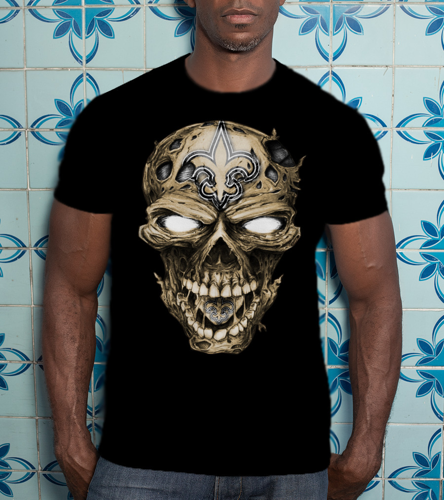 Skull V2 New Orleans Saints Fleur-de-Lis Zombie Head T-Shirt