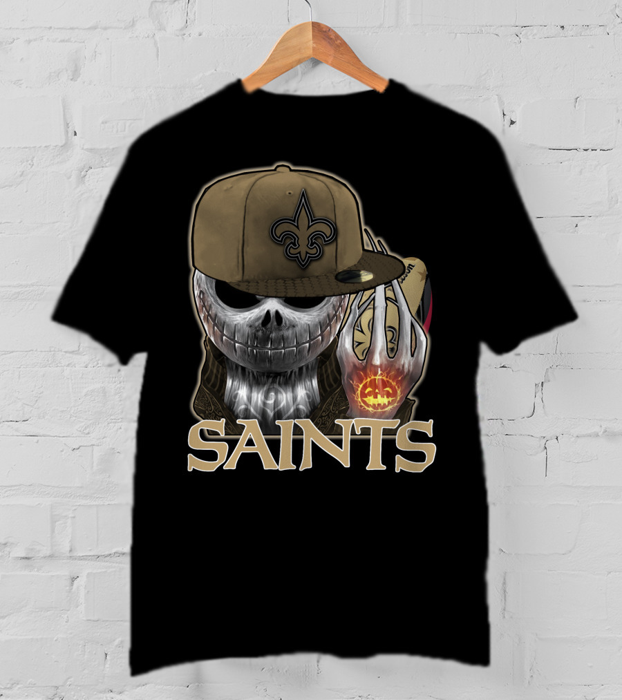 Jackskull New Orleans Saints Halloween Fleur-de-lis Pumpkin T-Shirt