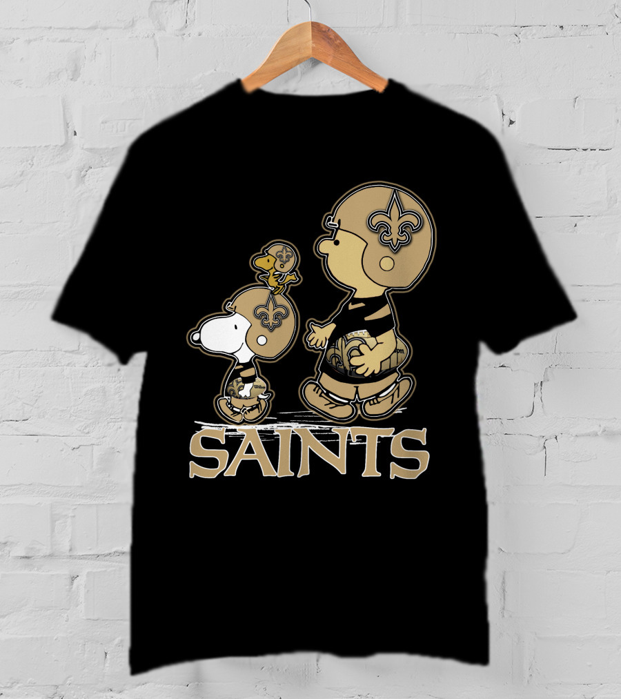 Snpfootball New Orleans Saints Peanuts Snoopy Woodstock Football Helmets T-Shirt