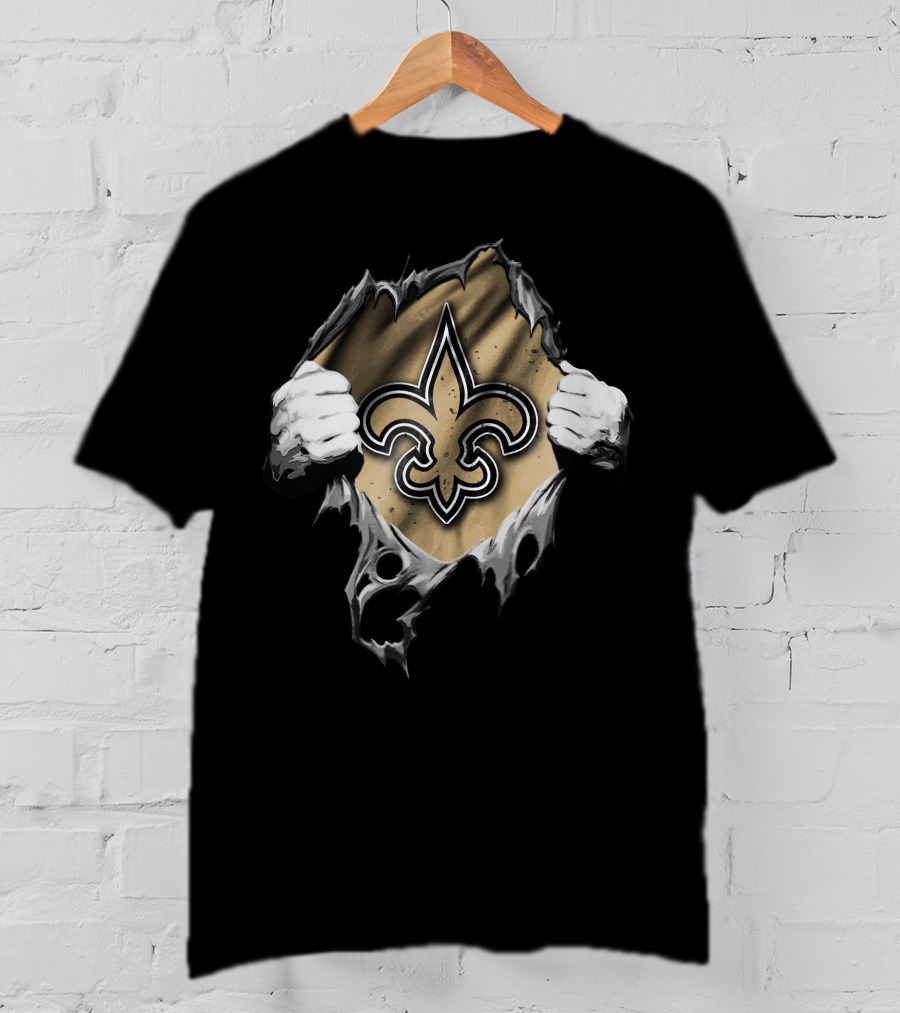 New Orleans Saints Torn Hands Rip Open T-Shirt