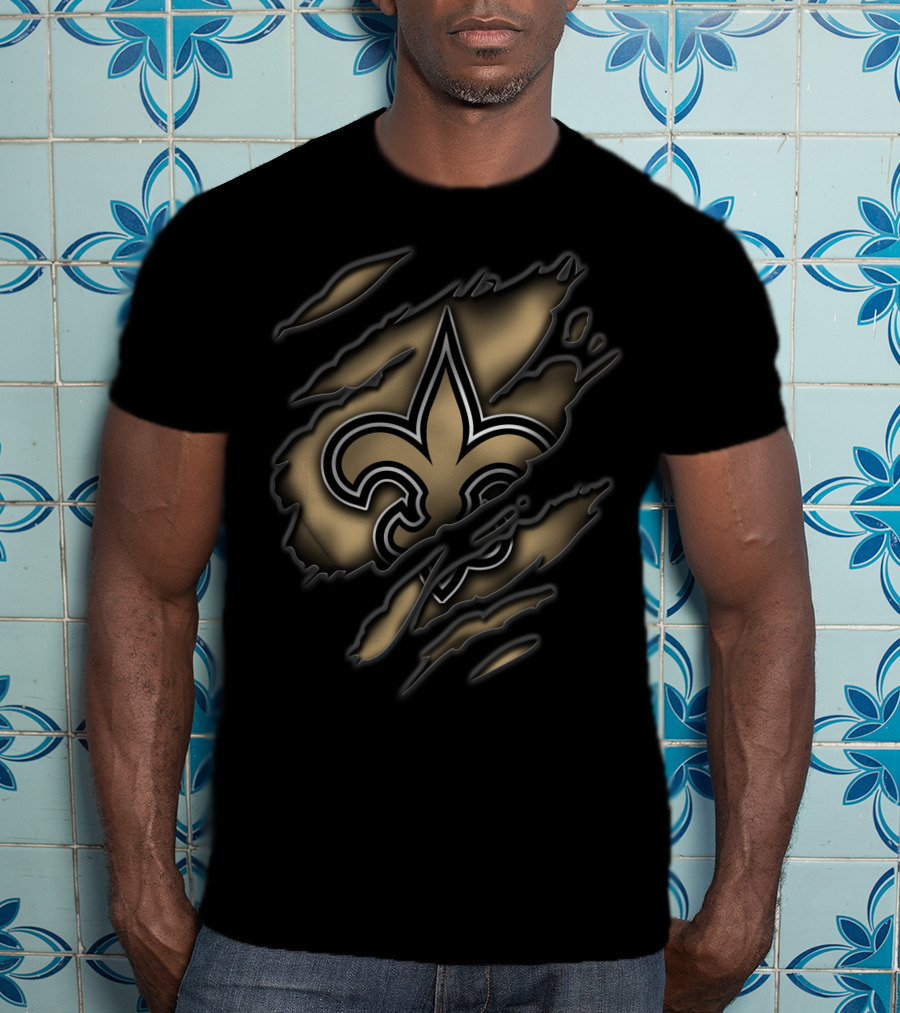 Torn V3 New Orleans Saints Fleur-de-Lis T-Shirt