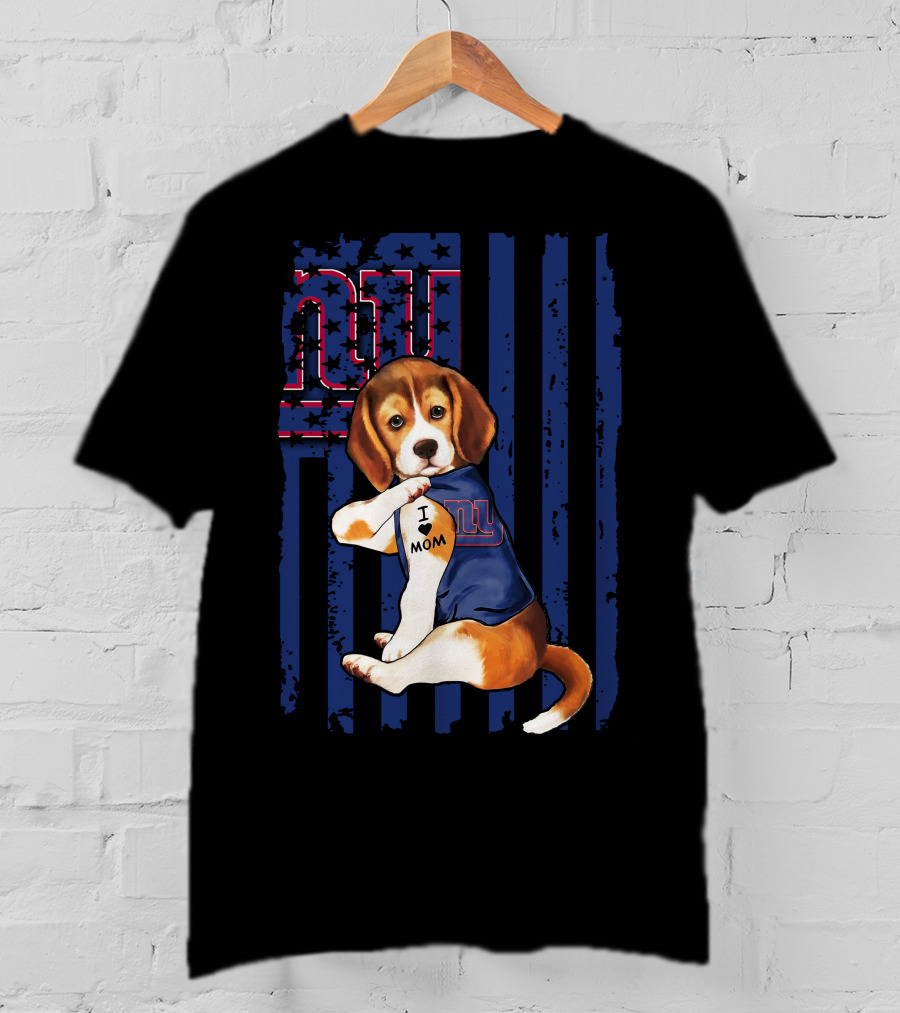 Beagle I Love Mom New York Giants T-Shirt