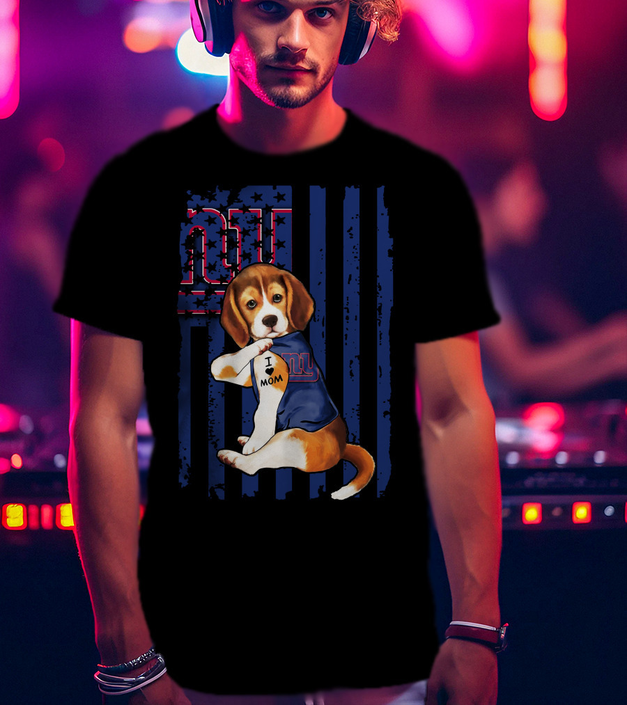 Beagle I Love Mom New York Giants T-Shirt