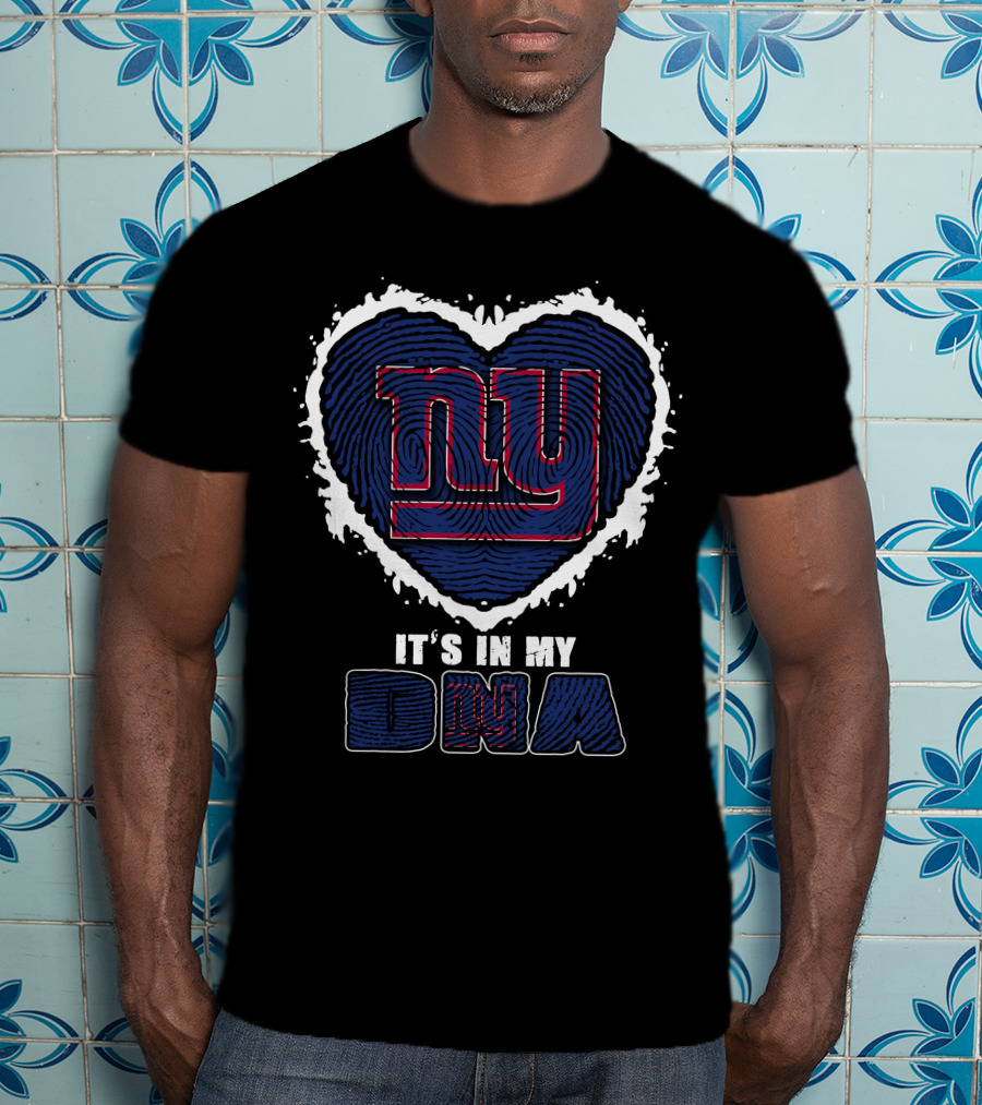 It's In My DNA New York Giants Heart Fingerprint T-Shirt