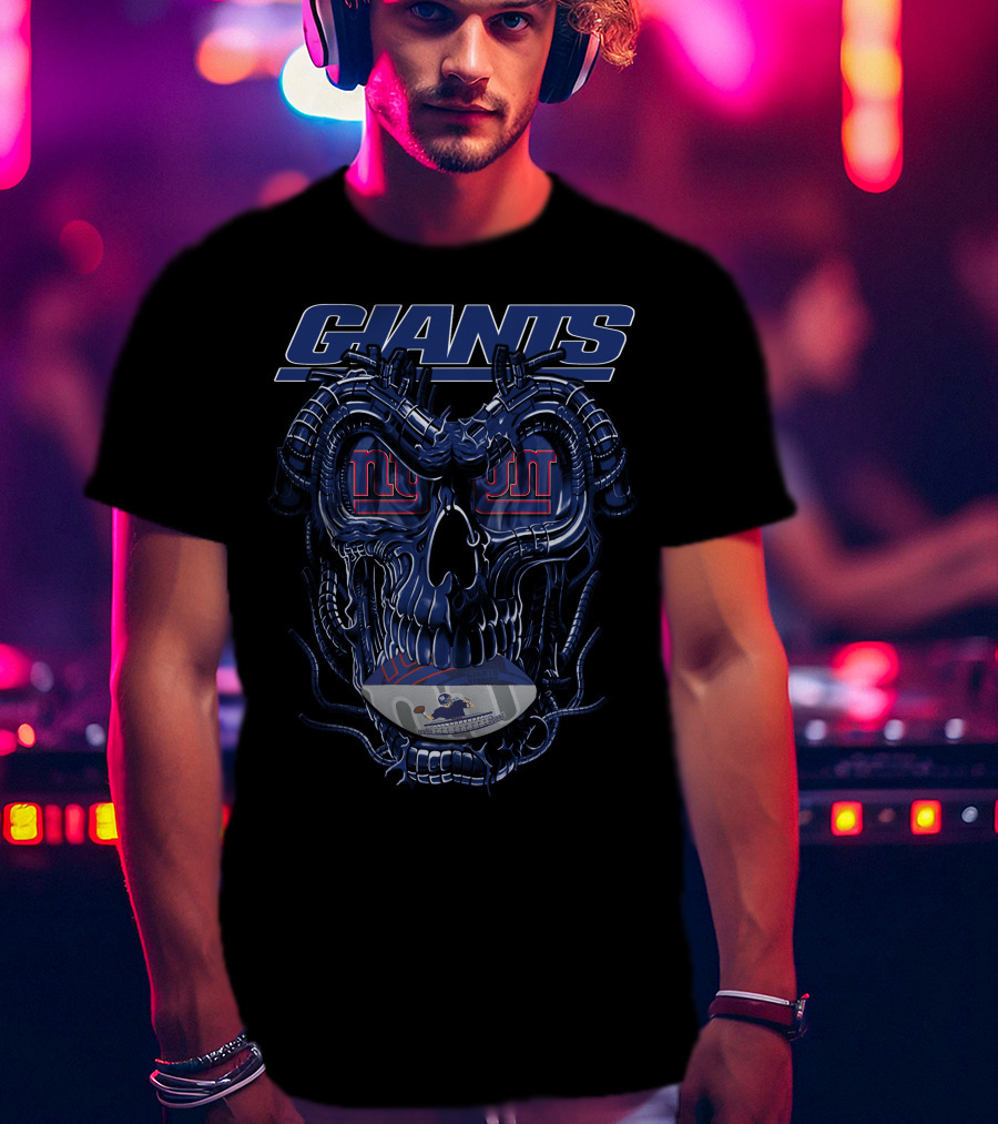 Giants Dragonskull Football Faceplate New York T-Shirt