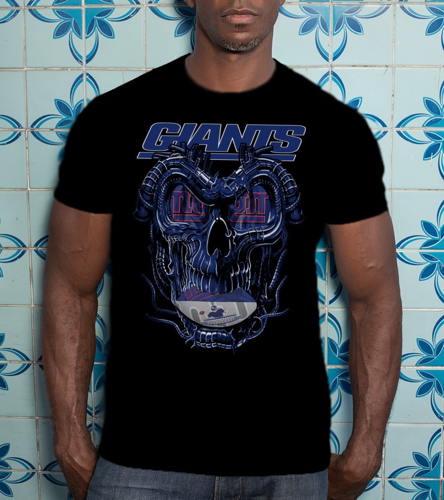 Giants Dragonskull Football Faceplate New York T-Shirt