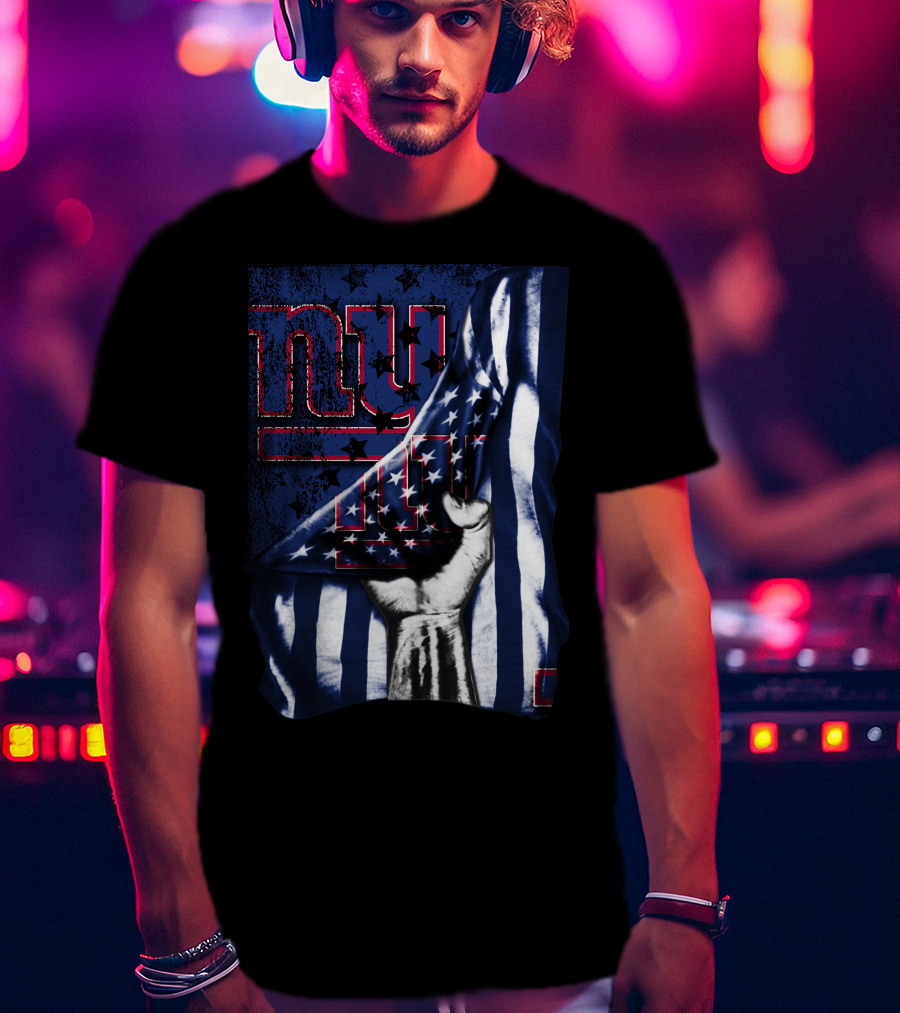 NY Giants American Flag Hand T-Shirt