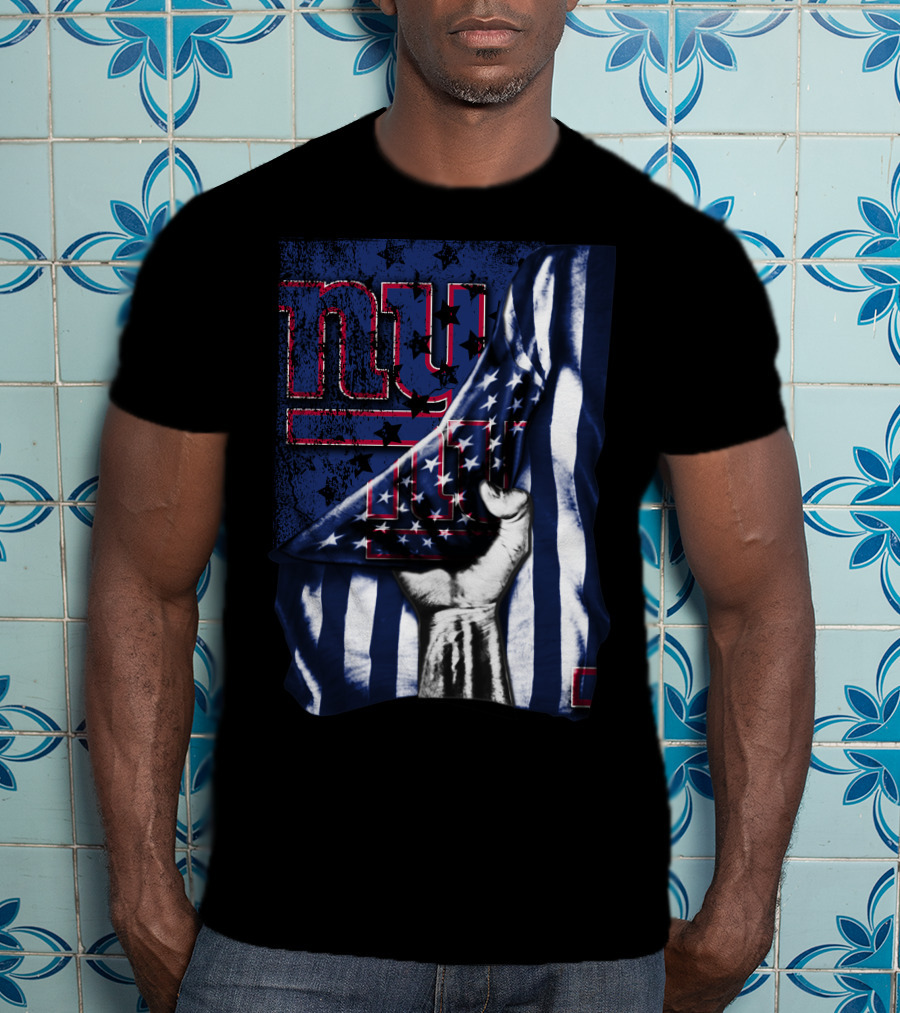 NY Giants American Flag Hand T-Shirt