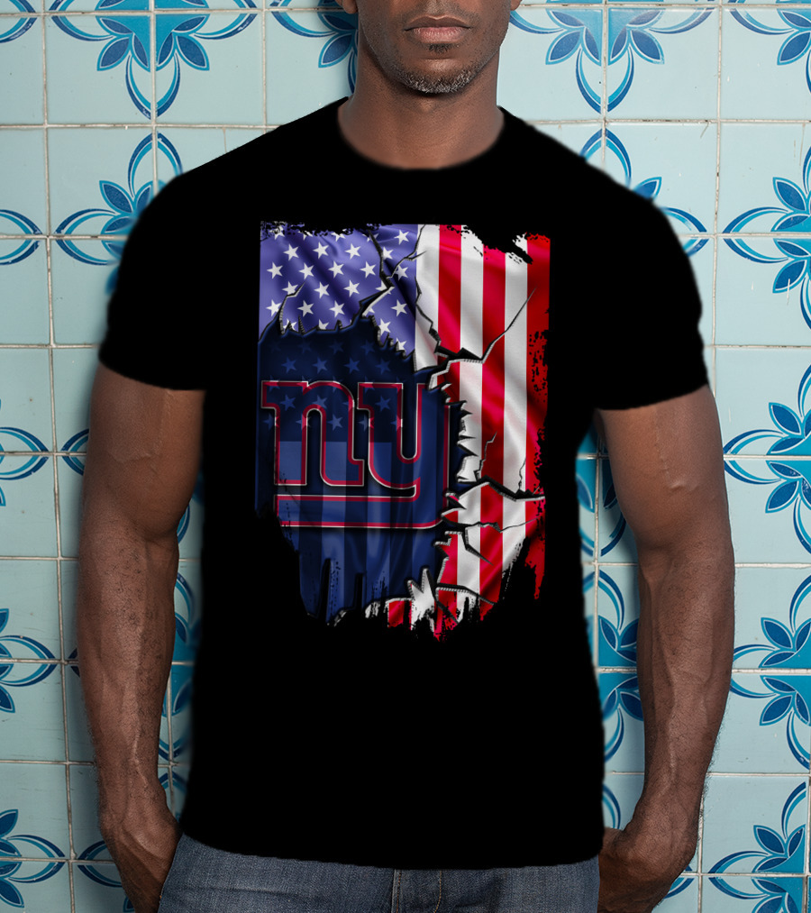 Flag V2 New York Giants American Flag Rip T-Shirt