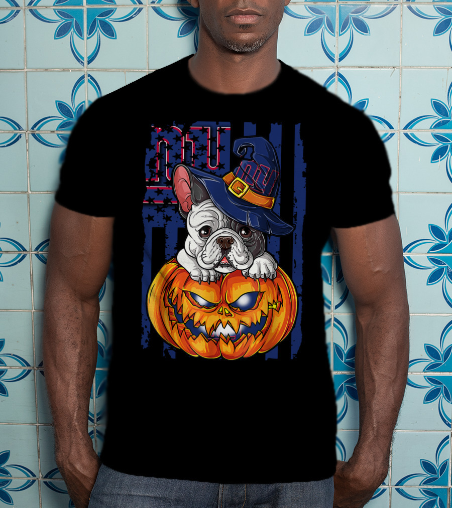 Hlw Bulldog New York Giants Halloween Pumpkin T-Shirt