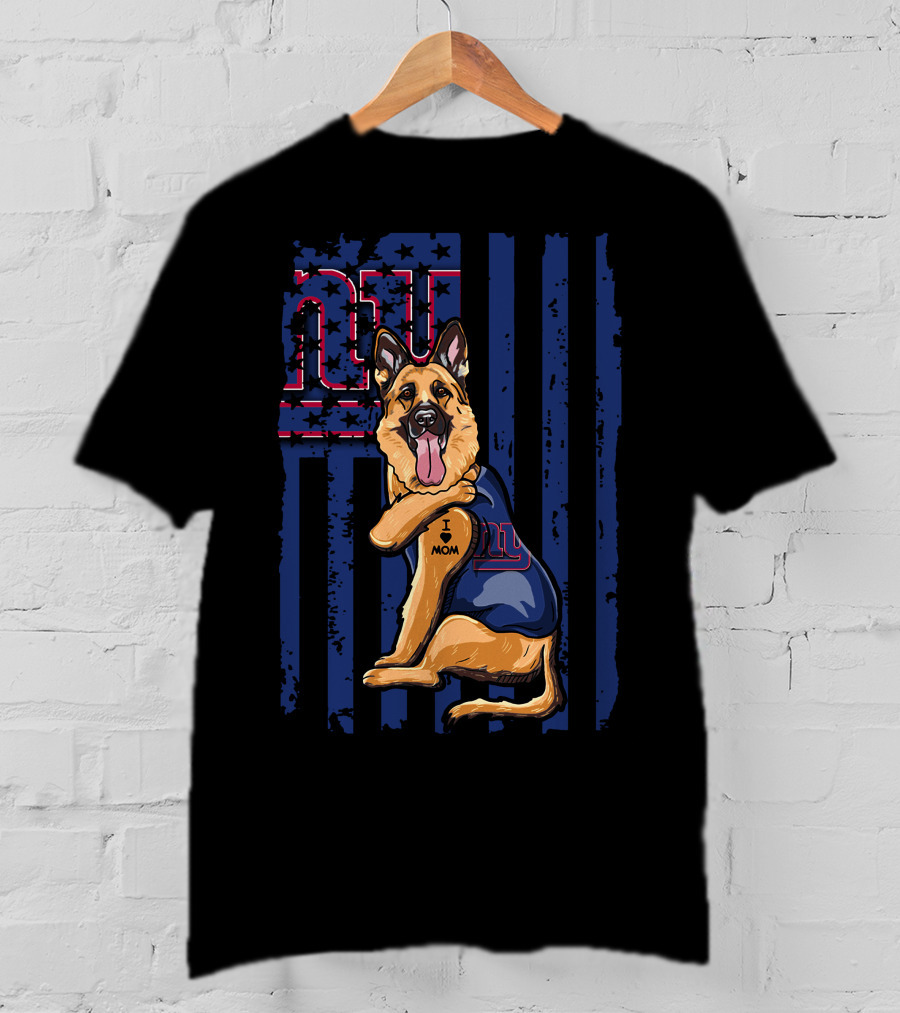 German Shepherd New York Giants Football Fan Tattoo Mom T-Shirt