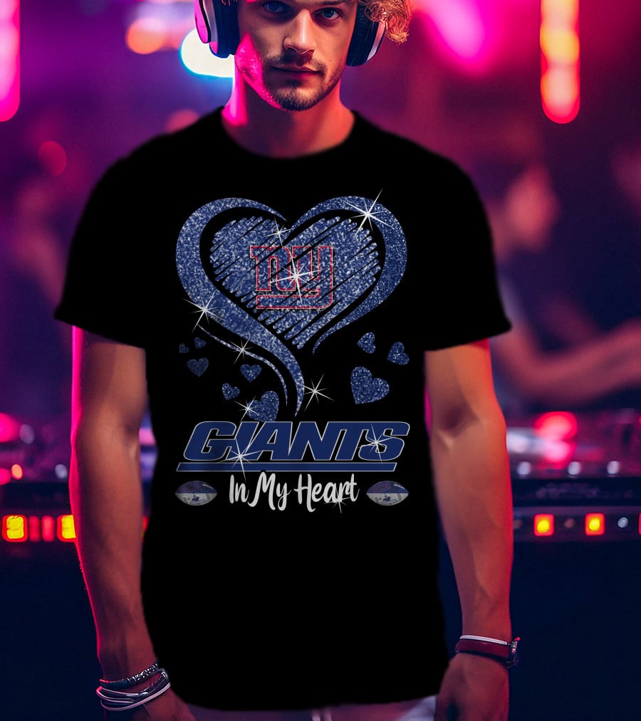Giants Love Sparkling Heart In My Heart New York Giants T-Shirt