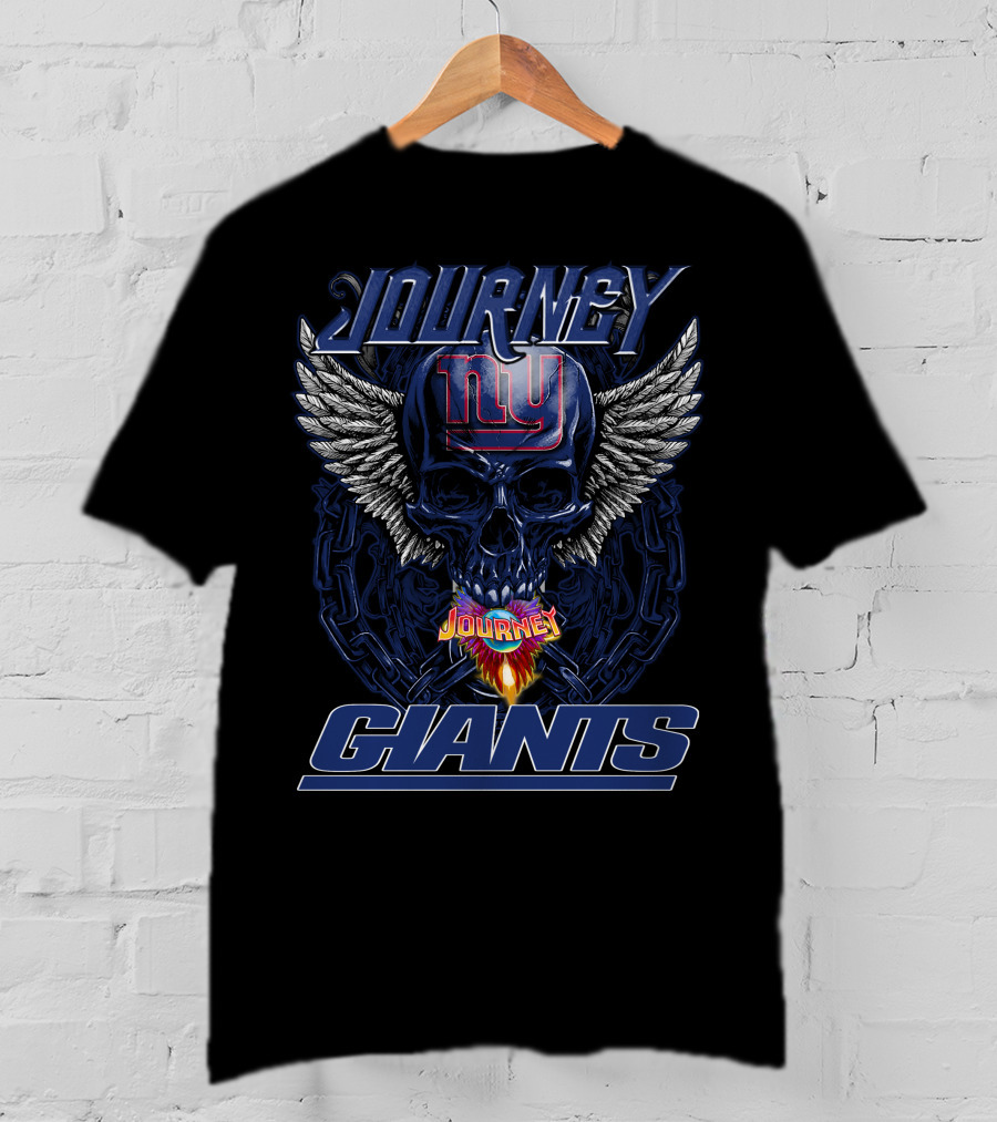 Journey NY Giants Skull Wings Flame T-Shirt