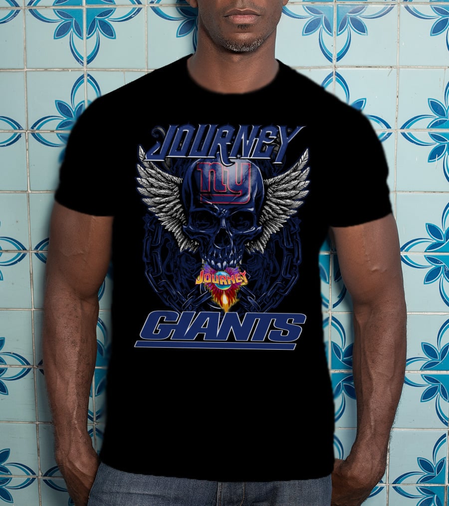 Journey NY Giants Skull Wings Flame T-Shirt