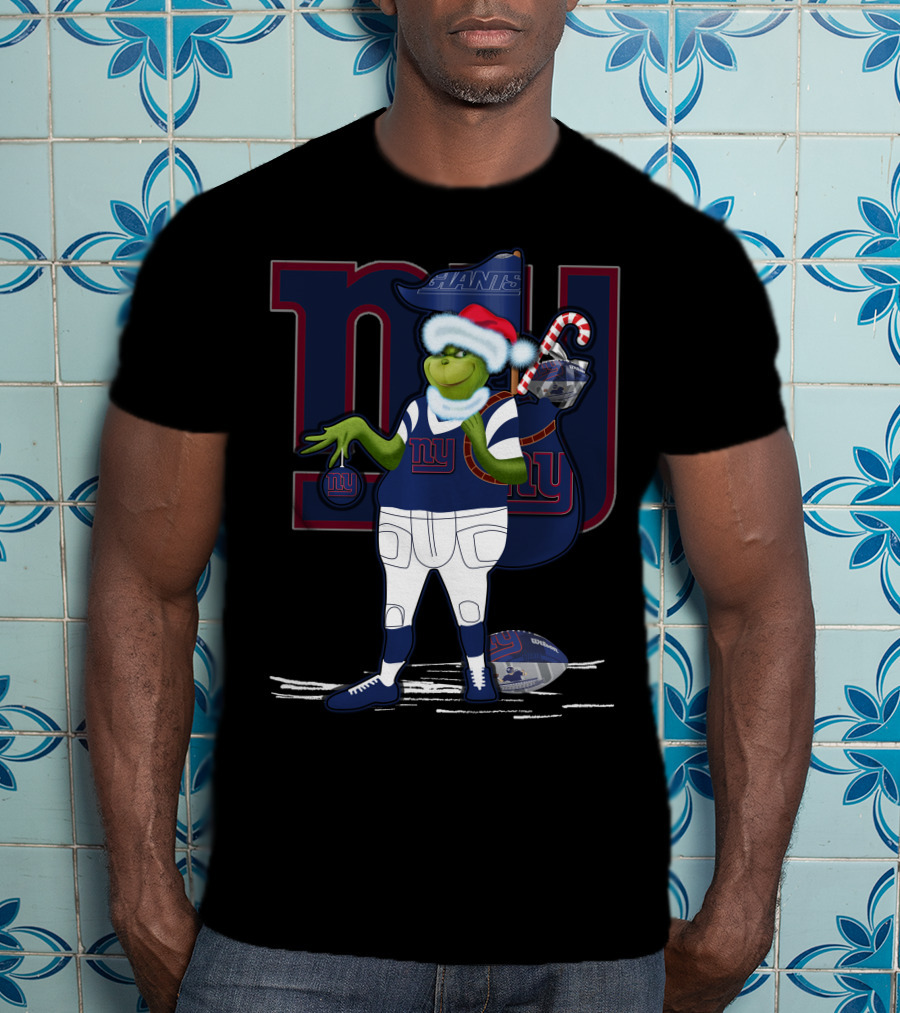 Grinchxmas New York Giants Christmas Football Character T-Shirt