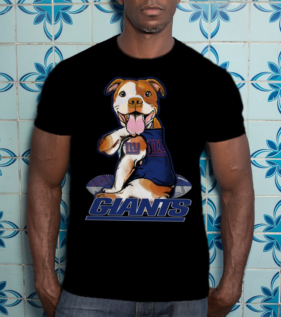 Pitbull New York Giants Pup Enthusiast T-Shirt
