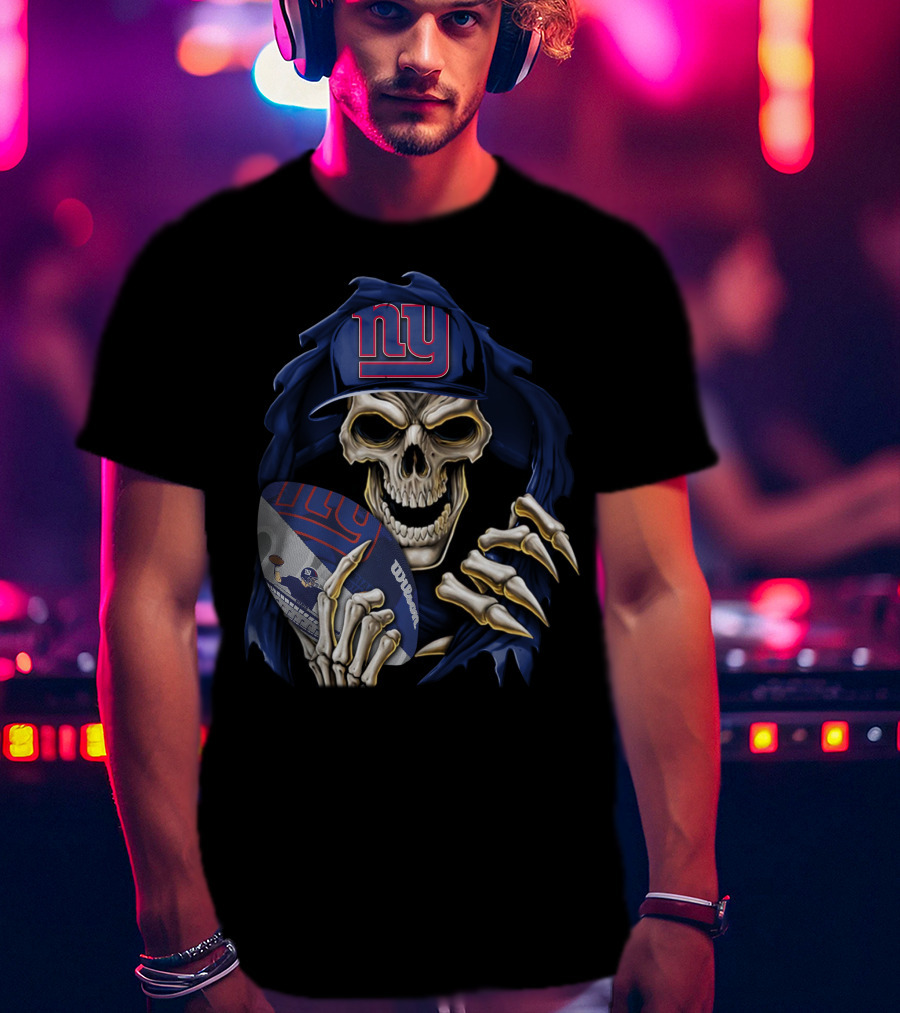 Skullbong New York Giants Skull Football T-Shirt