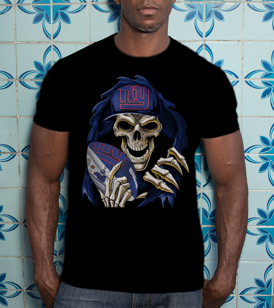 Skullbong New York Giants Skull Football T-Shirt