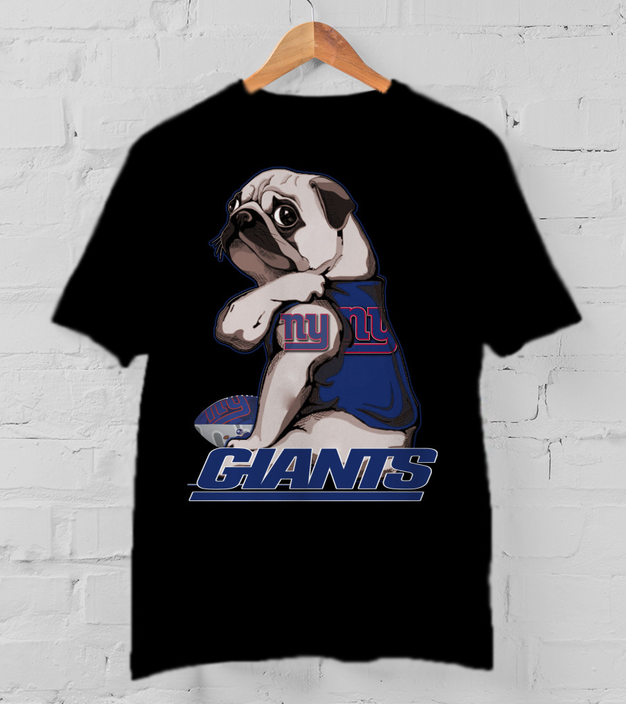 Pug Wearing New York Giants Football Sweater T-Shirt