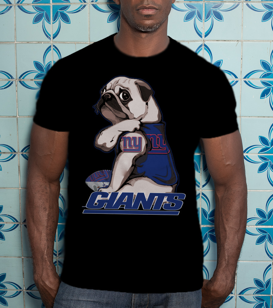 Pug Wearing New York Giants Football Sweater T-Shirt
