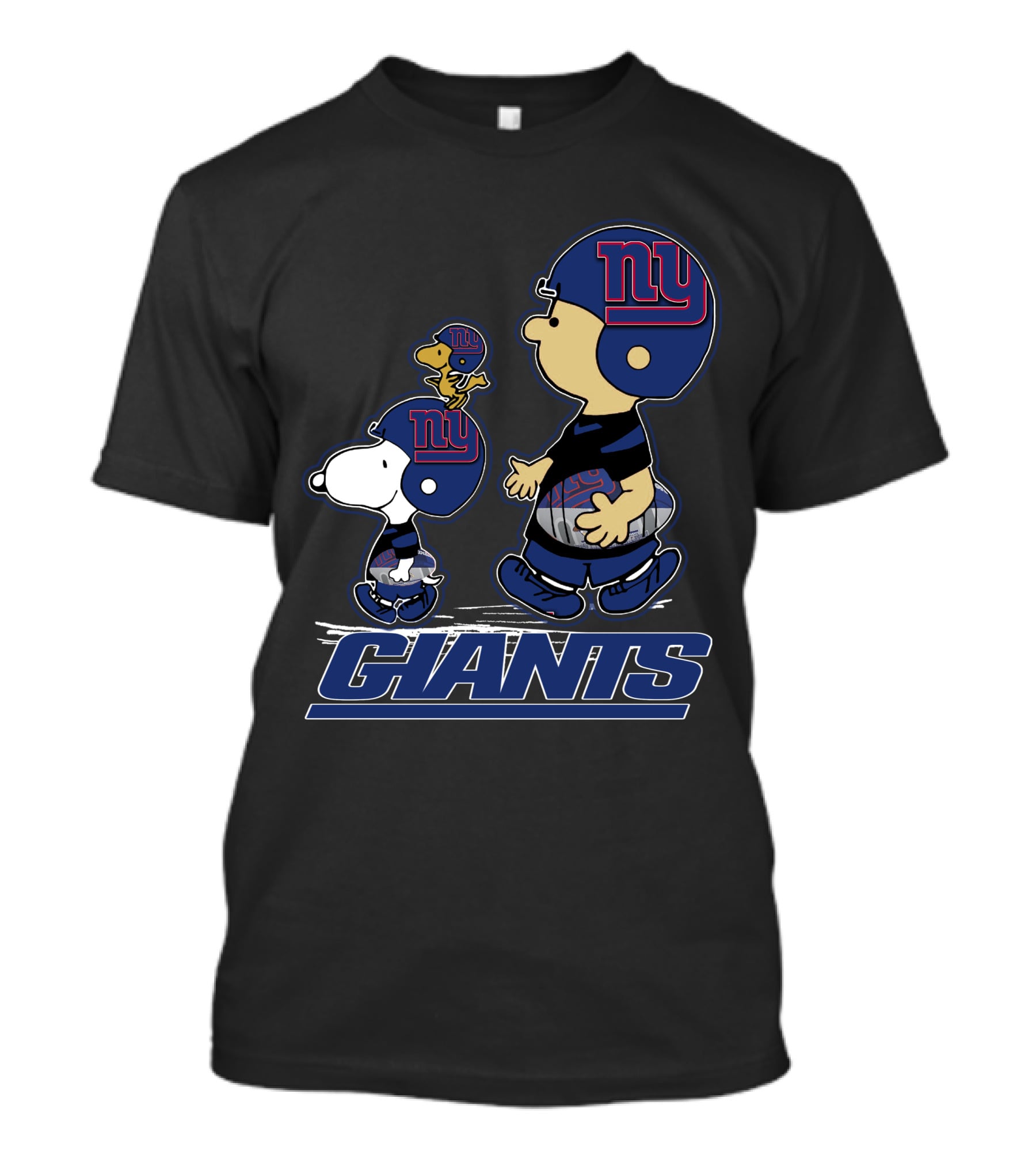Snpfootball New York Giants Snoopy And Peanuts Characters With Helmets T-Shirt