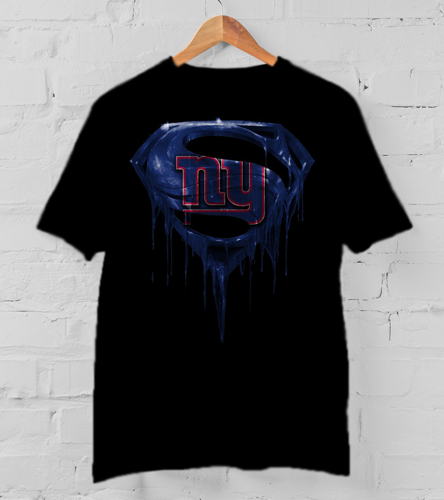 New York Giants Superman Logo Dripping Effect T-Shirt