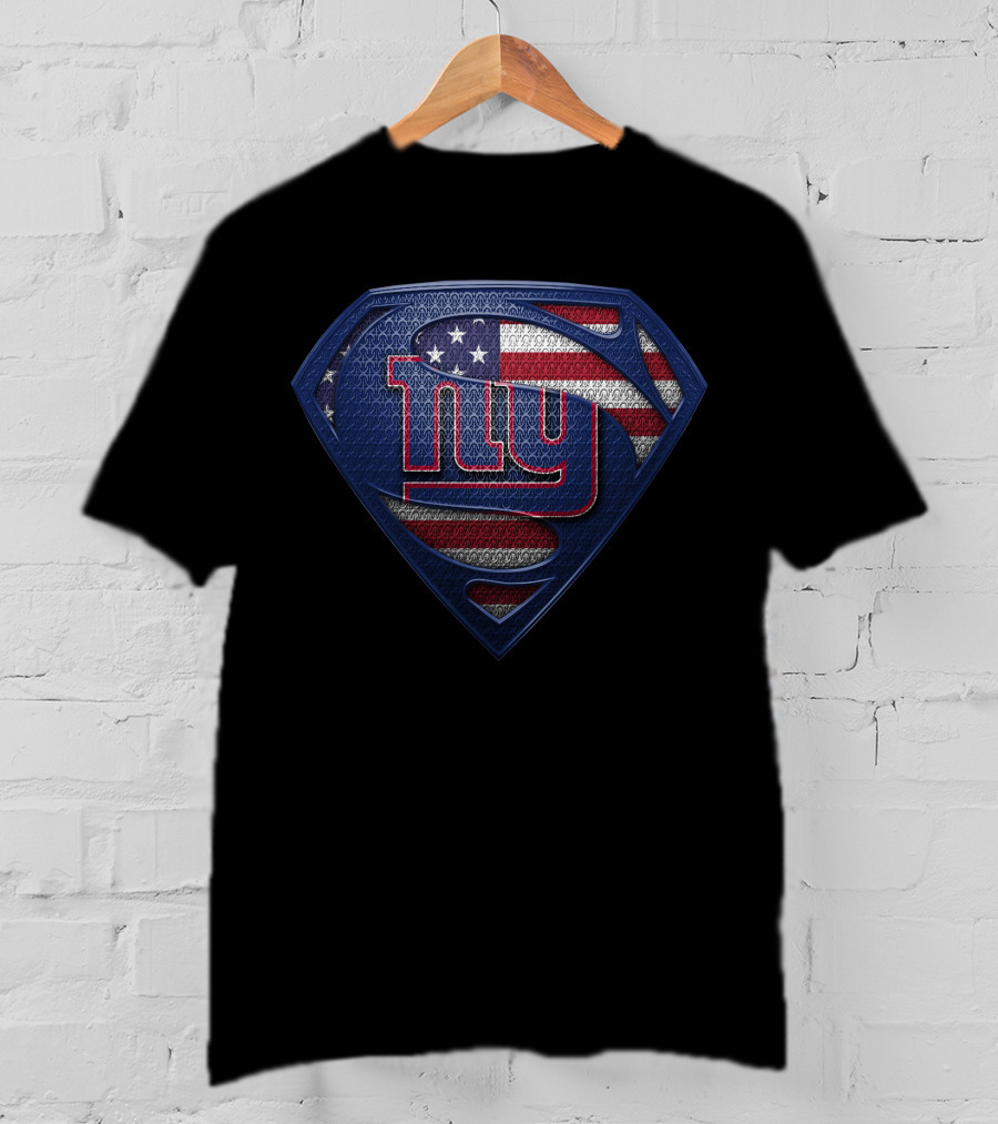 New York Giants American Flag Superman Shield T-Shirt