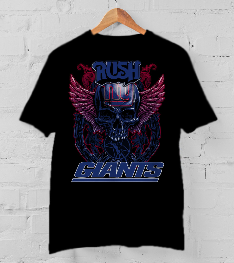 Rush Ny Giants Skull With Wings T-Shirt