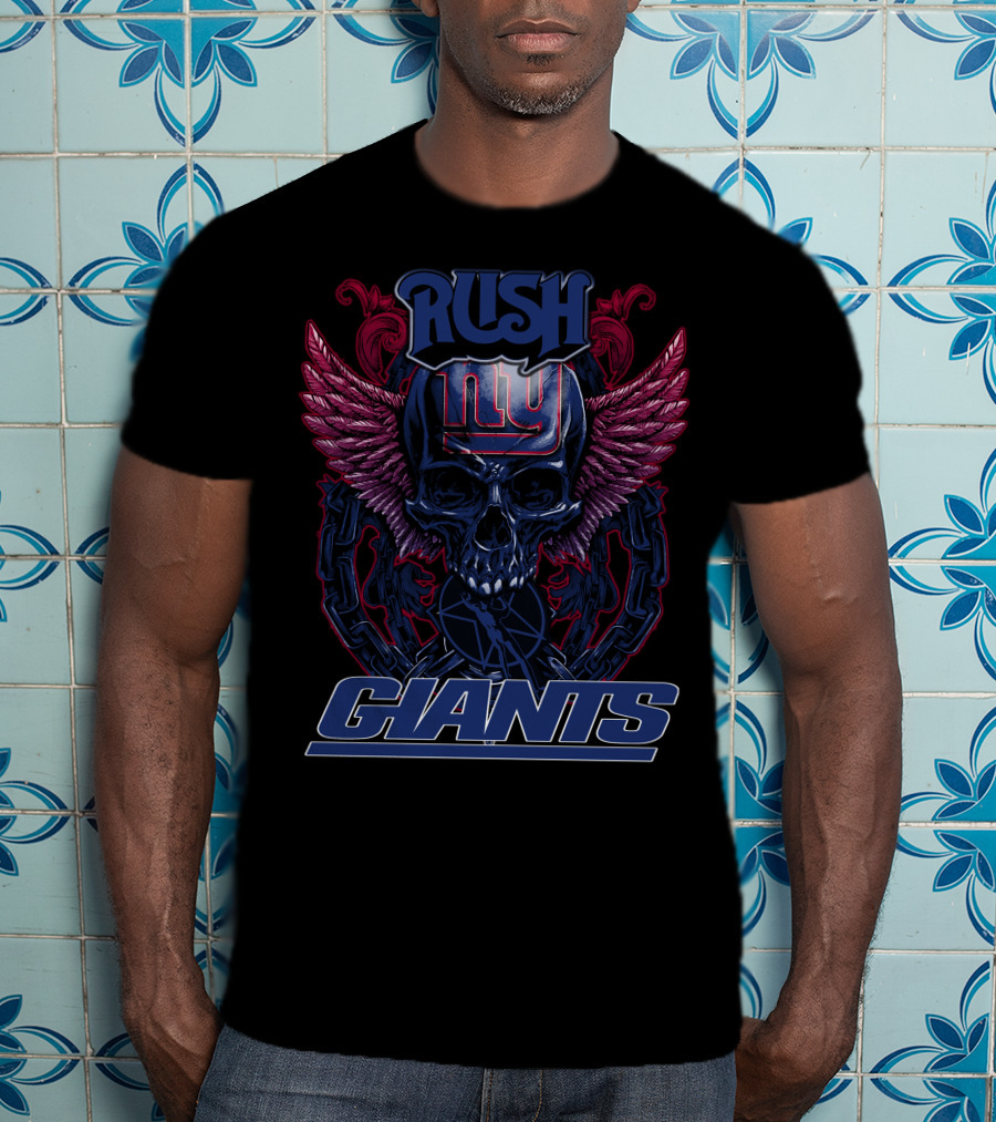 Rush Ny Giants Skull With Wings T-Shirt