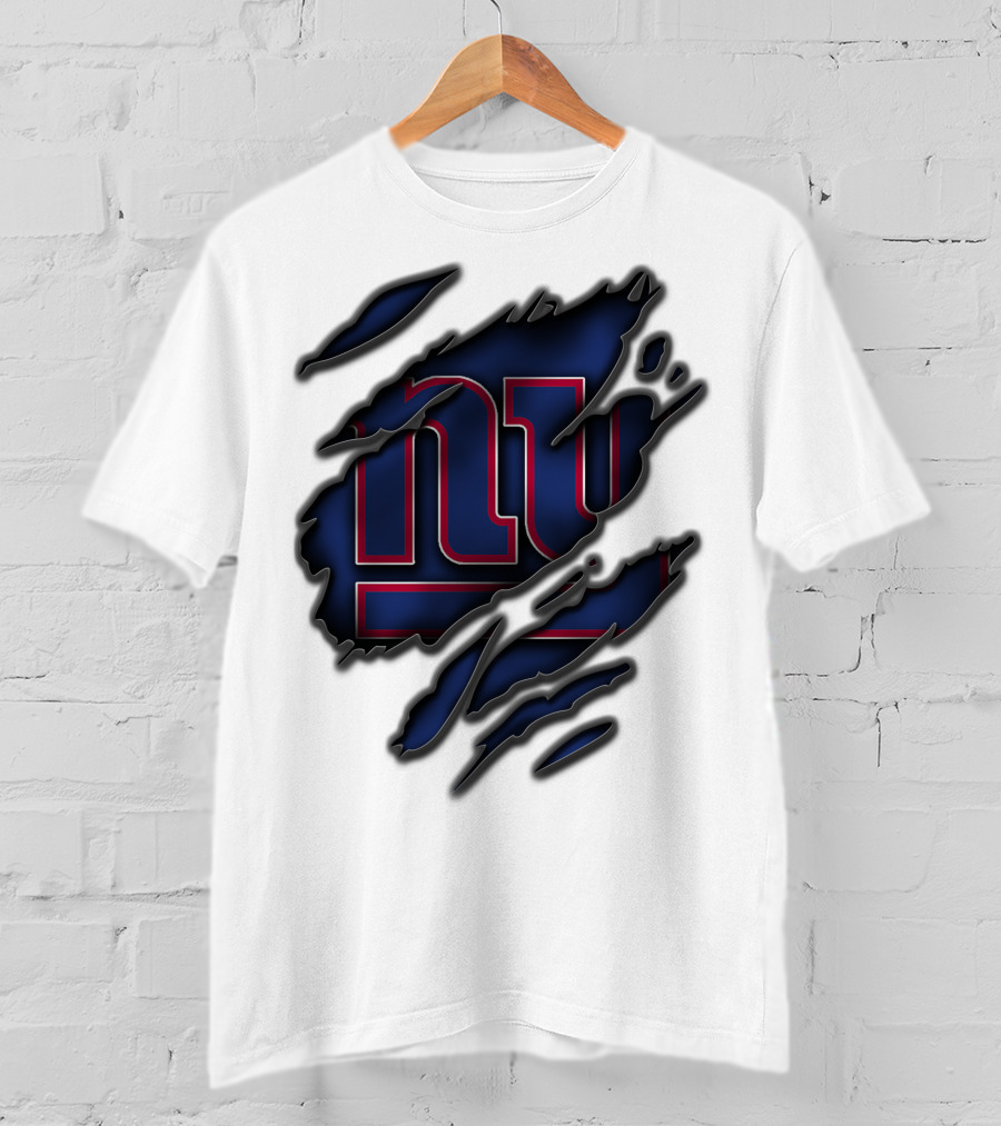 Torn V3 New York Giants Logo Rip Effect T-Shirt