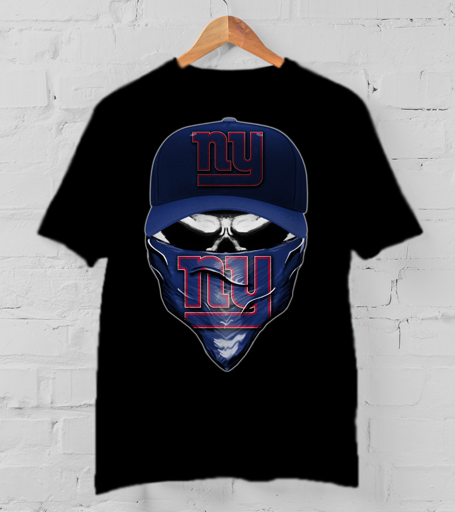 Skull V6 New York Giants Ny Logo Cap And Bandana T-Shirt