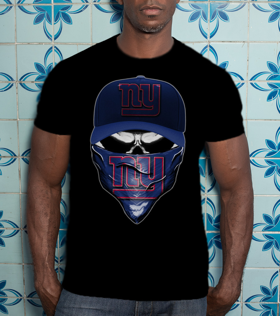 Skull V6 New York Giants Ny Logo Cap And Bandana T-Shirt