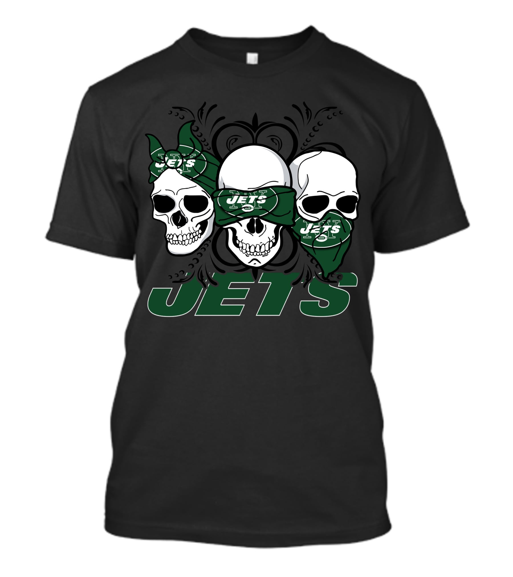 3 Skull Jets Bandana Black Florals T-Shirt