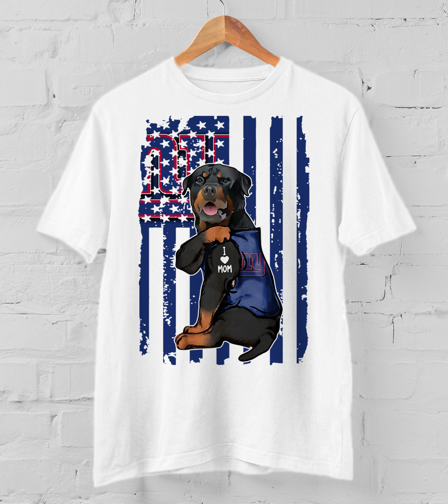 Rottweiler I Love Mom New York Giants Fan T-Shirt