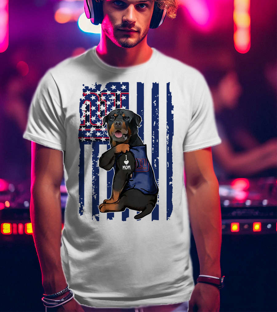 Rottweiler I Love Mom New York Giants Fan T-Shirt