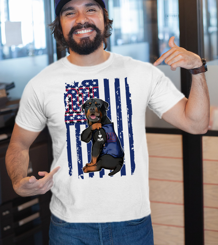 Rottweiler I Love Mom New York Giants Fan T-Shirt
