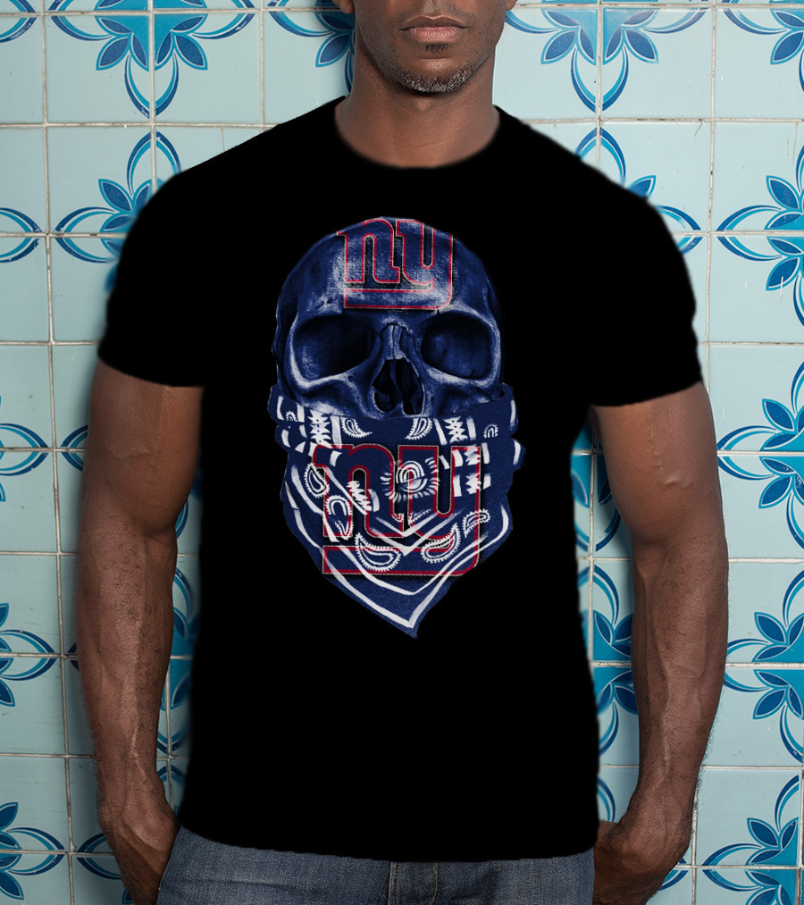 Skull V5 New York Giants Bandana T-Shirt