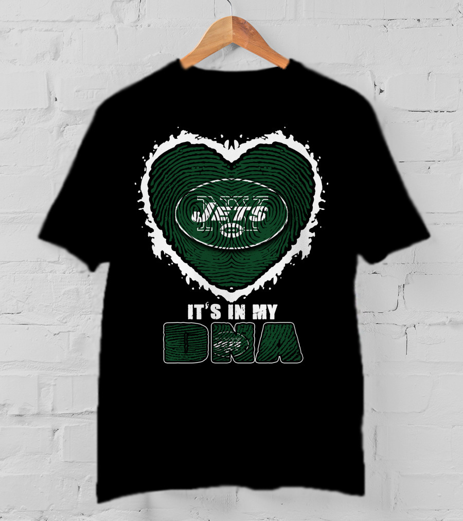 It's In My DNA New York Jets Heart Fingerprint T-Shirt