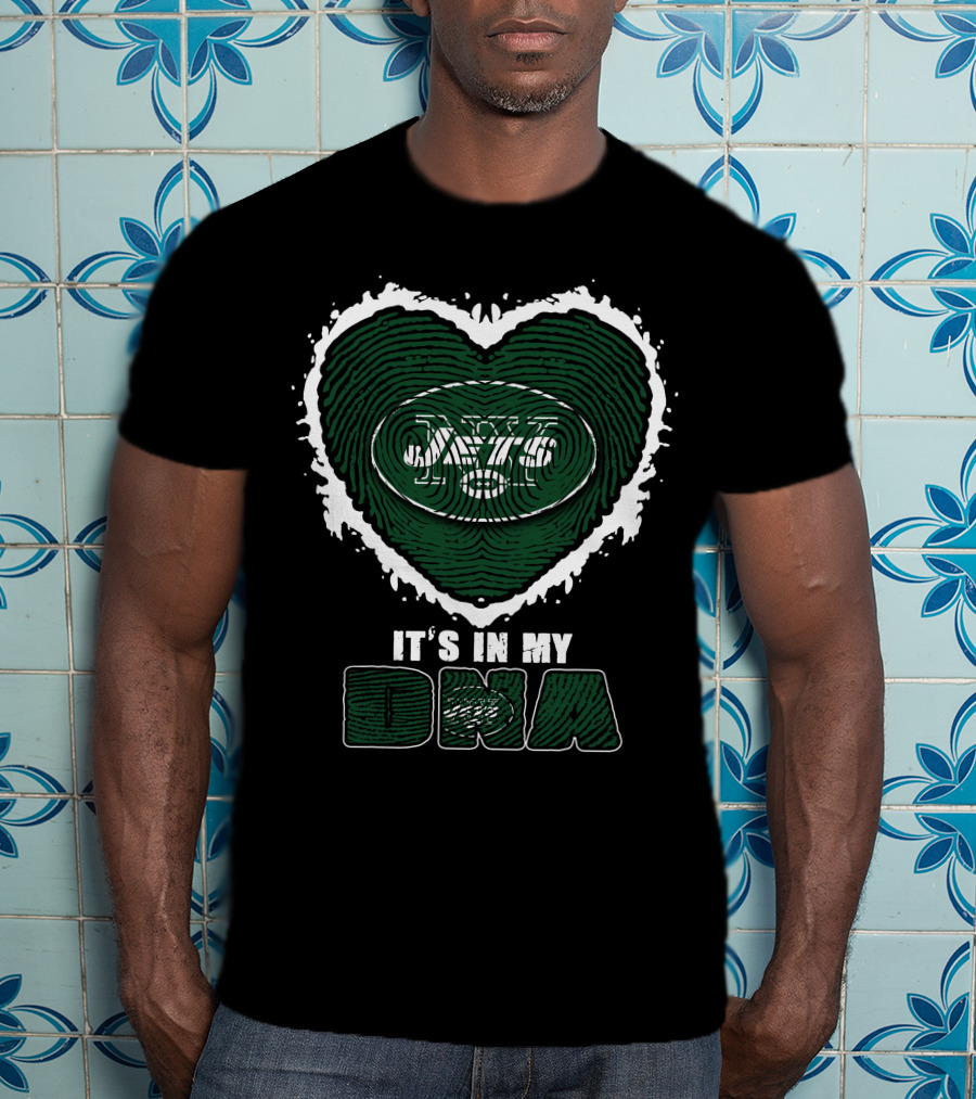 It's In My DNA New York Jets Heart Fingerprint T-Shirt