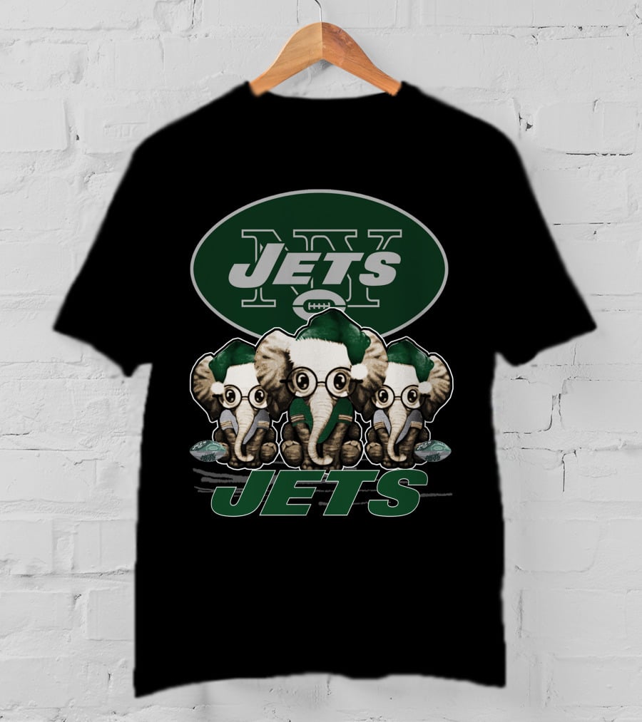 New York Jets Elephan Xmas Jets Football Trio T-Shirt