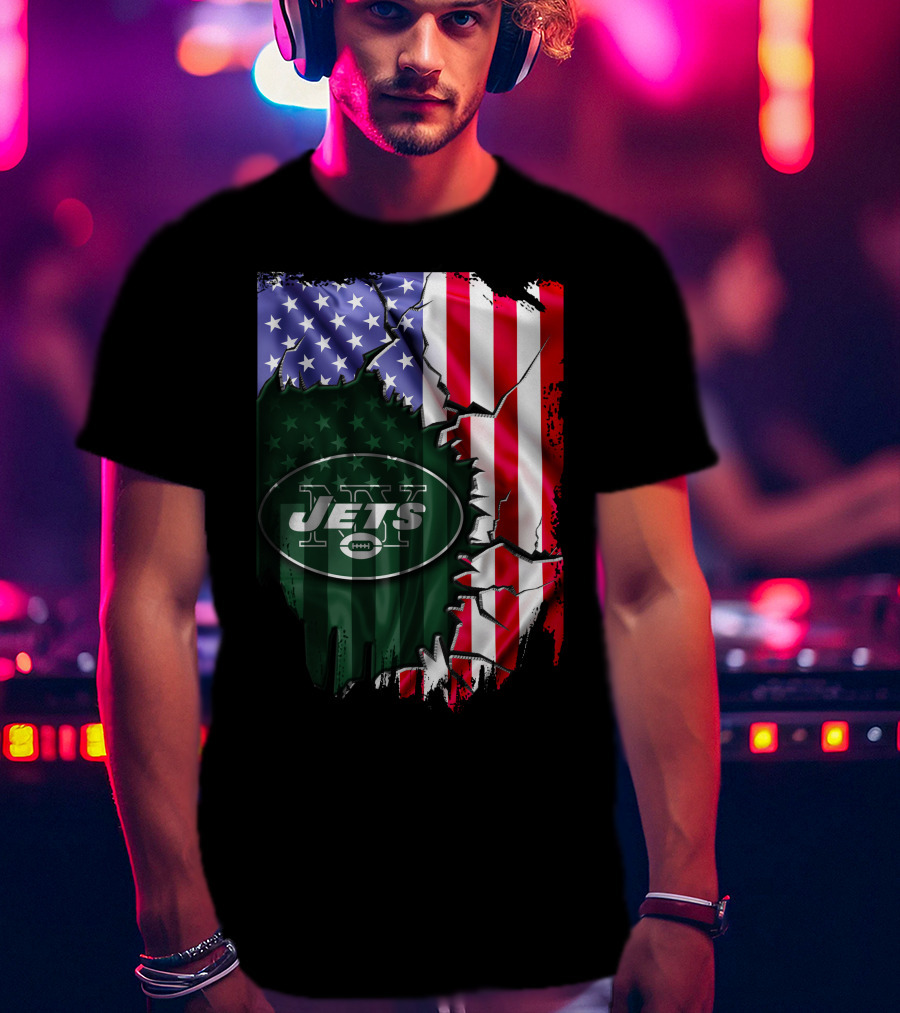 New York Jets American Flag Rip T-Shirt