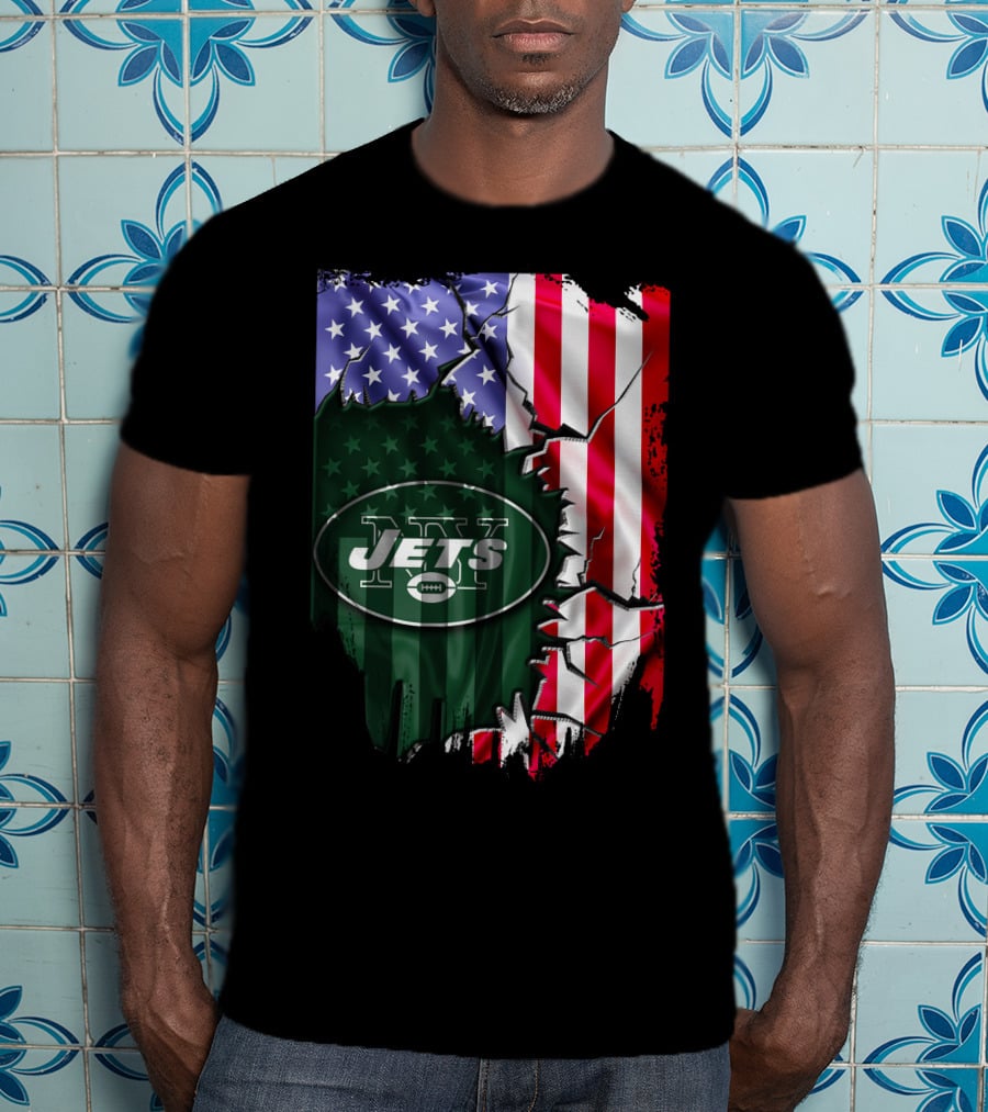 New York Jets American Flag Rip T-Shirt
