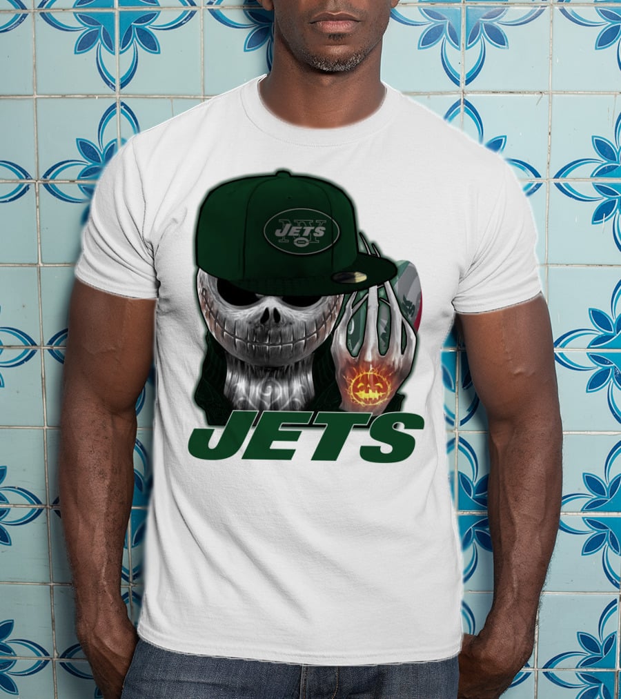 Jets Jackskull Halloween Football Fanatic T-Shirt
