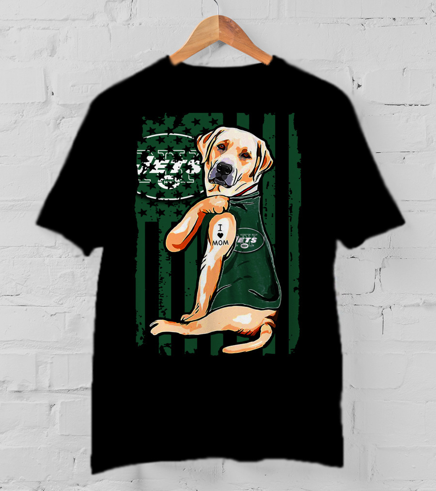 Labrador Retriever New York Jets I Love Mom T-Shirt