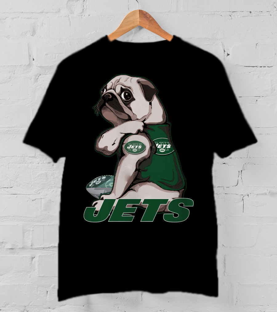 Pug Jets New York Football Fan T-Shirt