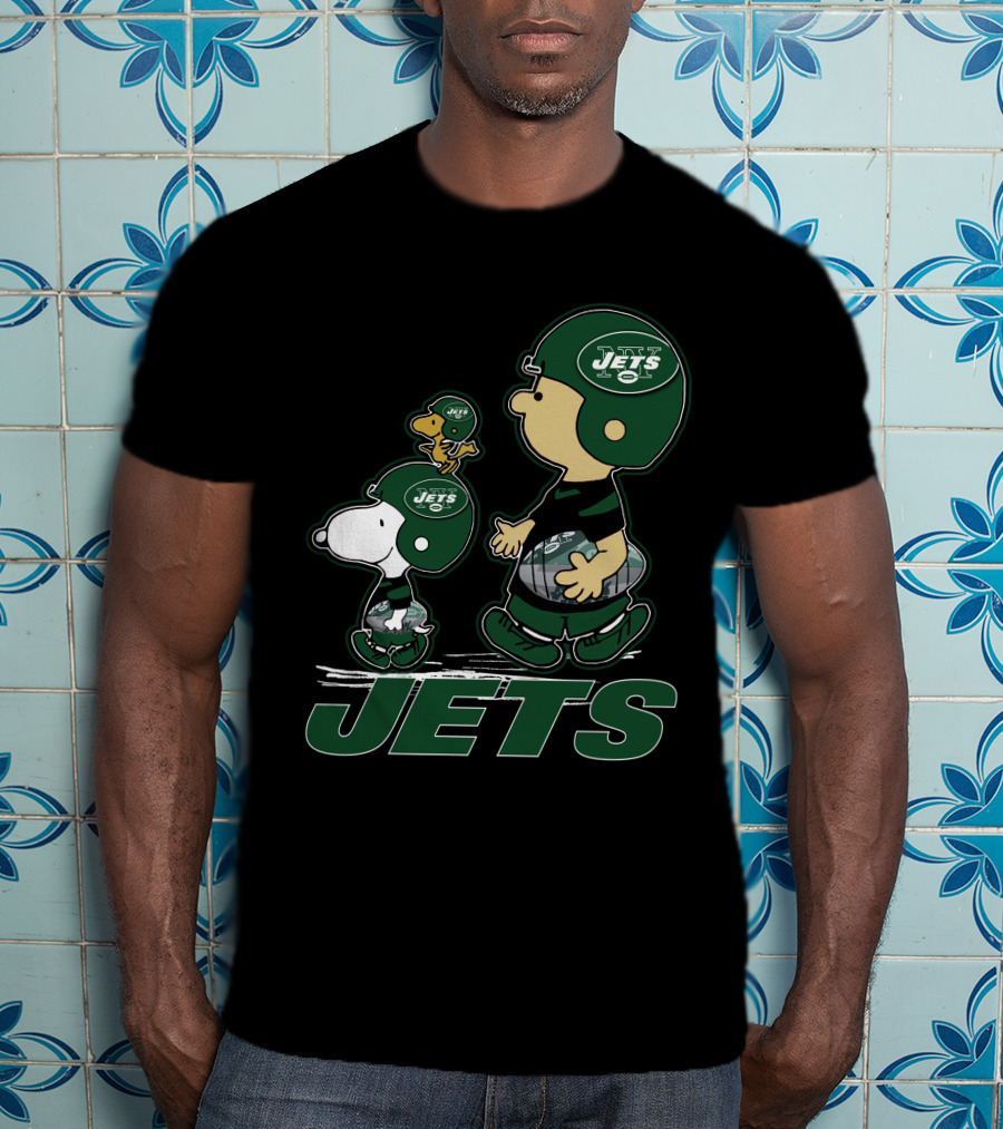 Snoopy Woodstock Jets Peanuts New York Football T-Shirt